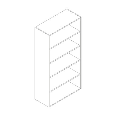 Open bookshelf in black melamine. Sizes: mm 1000Lx440Dx1950H.