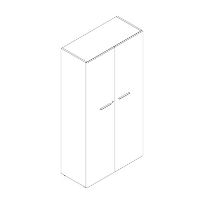 Bookshelf with hinged doors in black melamine/dark elm. Sizes: mm 1000Lx460Dx1950H.