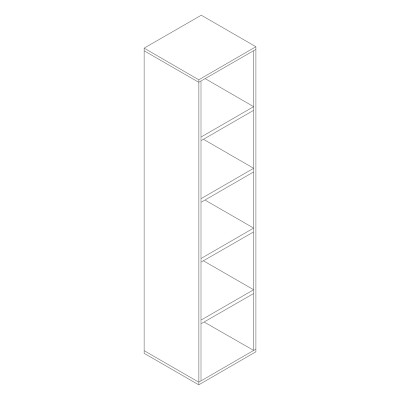 Open melamine bookcase. white. Sizes: 450Lx430Dx2100H mm.