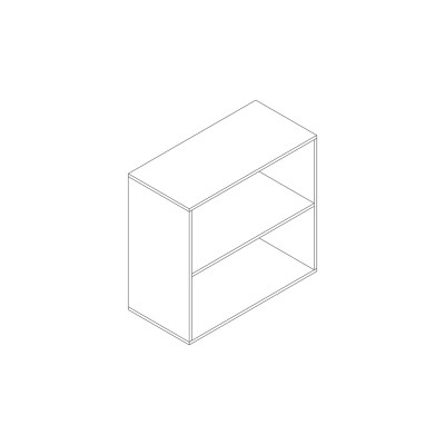 Open melamine bookcase with 1 adjustable shelf. Black structure. Sizes: 900Lx430Dx850H mm.