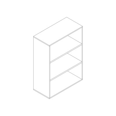 Open melamine bookcase. white. Sizes:  900Lx430Dx1270H mm.