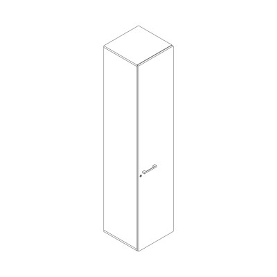 Melamine bookcase with hinged door cloud grey. Sizes: 450Lx450Dx2100H mm.