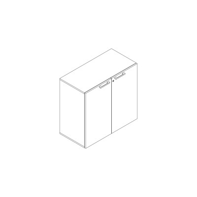 Melamine bookcase with hinged doors white/maple colour. Sizes: 900Lx450Dx850H mm.