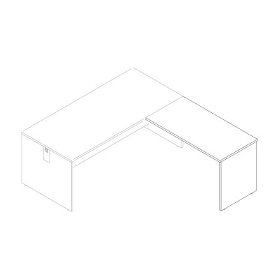 Melamine extension for desk with sides. White top and sides. Sizes: 800Lx600Dx745H mm.