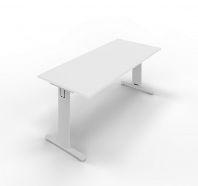 Melamine desk with standard T legs. Sizes: 1600Lx800Dx745H mm.
