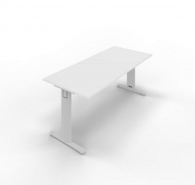 Melamine desk with standard T legs. Sizes: 1800Lx800Dx745H mm.