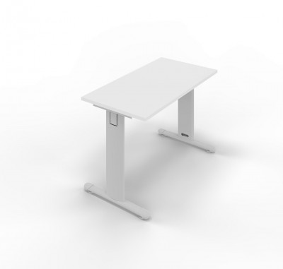 Service table in melamine with standard T legs. Sizes: 1000Lx600Dx745H mm.
