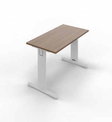 Service table in melamine with standard T legs. Sizes: 1200Lx600Dx745H mm.