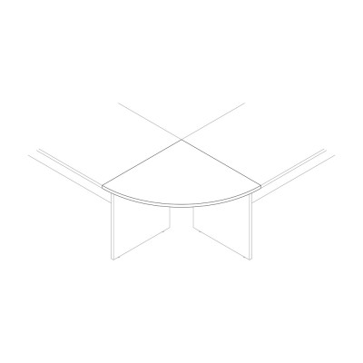 90° coupling in maple colour melamine for desks with sides. Sizes: 800Lx800Dx25H mm.