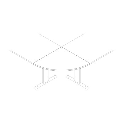 90° coupling in white melamine for desks with T leg. Sizes: 800Lx800Dx25H mm.