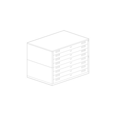 Horizontal metal drawing holder with 8 drawers suitable for holding UNI A0 format sheets. Effective drawer dimensions: 1250Lx890Dx115H mm. External dimensions:1370Lx960Dx1220H mm.