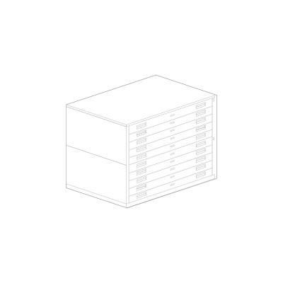 Horizontal metal drawing holder with 10 drawers suitable for holding UNI A0 format sheets. Effective drawer dimensions: 1250Lx870Dx90H mm. External dimensions:1370Lx960Dx1220H mm.
