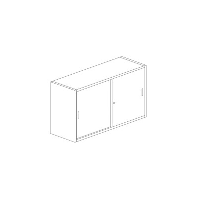 Metal top unit with sliding doors grey. Sizes: 1200Lx450Dx680H mm.