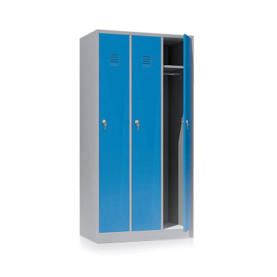 Spogliatoio 3 posti c/zoccolo mm 905x500. Grigio/Blu