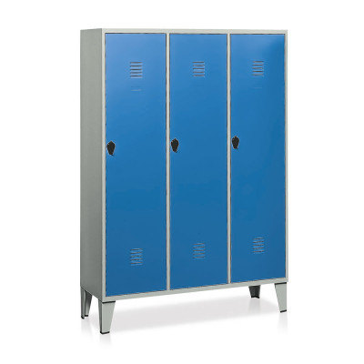 Spogliatoio 3 posti con tramezza mm 1200x500. Grigio/Blu