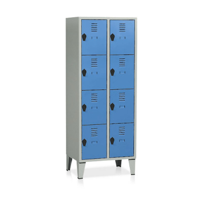 Casellario 8 vani con piedi. Grigio/blu