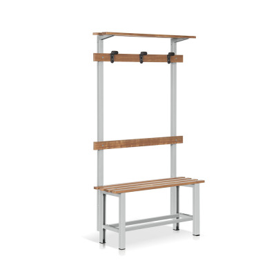 Bench with wooden backrest mm. 1000Lx360Dx490/1800H. Grey.