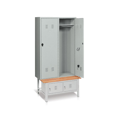 Spogliatoio 2 posti con panca e portascarpe mm 1000