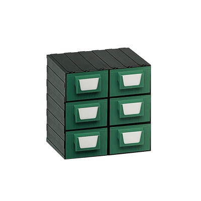 Drawer unit with 6 drawers green mm. 340Lx270Dx340H.