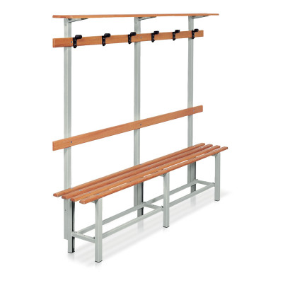 Bench with wooden backrest mm. 2000Lx360Dx490/1800H. Grey.