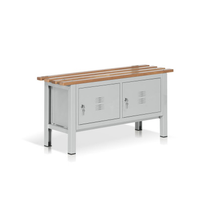 Panca con seduta in legno e p/scarpe mm 1000. Grigio