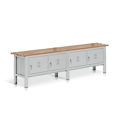 Panca con seduta in legno e p/scarpe mm 2000. Grigio