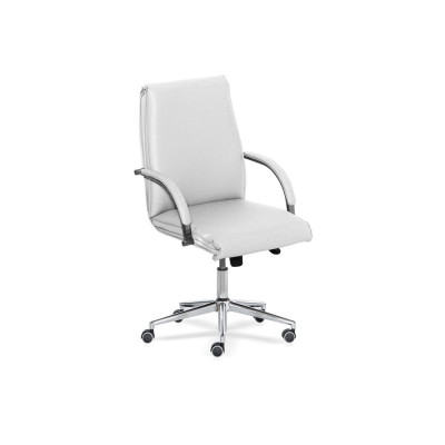 Poltrona Acquario schienale medio ecopelle bianco