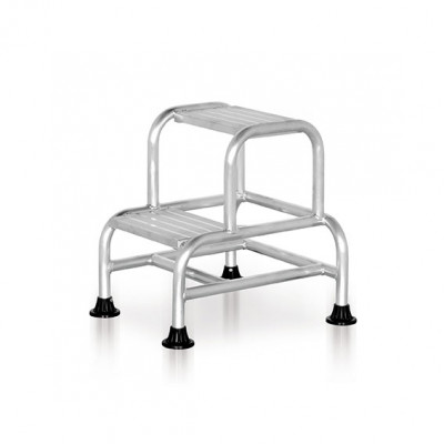 Sgabello professionale fisso in alluminio a 2 gradini