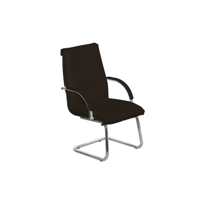 Interlocutory armchair with coated armrests, medium backrest, black eco-leather upholstery.