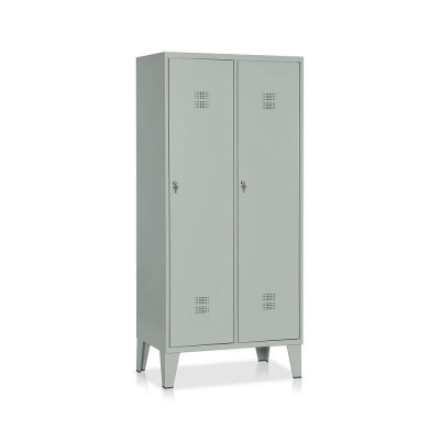 Locker with 2 compartments with partition mm. 810Lx500Dx1800H. Grey.
