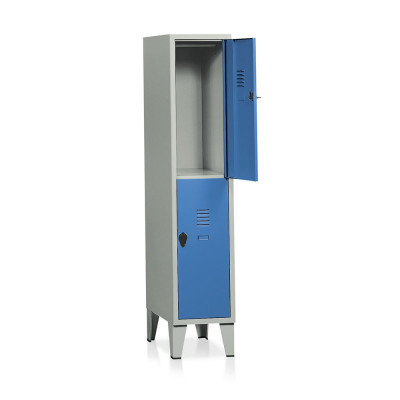 E388GB Locker 2 compartments mm. 360Lx500Dx1800H. Grey/blue.