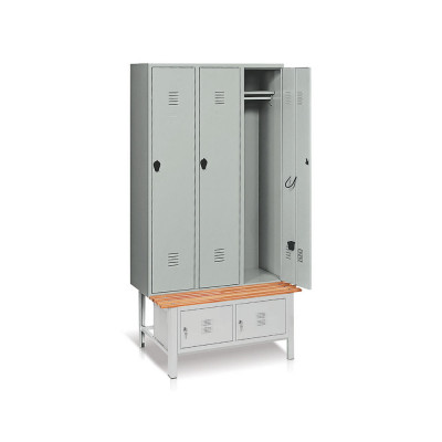 Spogliatoio 3 posti con panca e portascarpe mm 1020