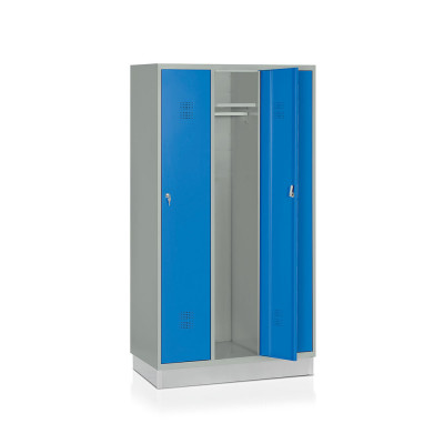 Spogliatoio 3 posti mm 905x500 c/zoccolo. Grigio/Blu