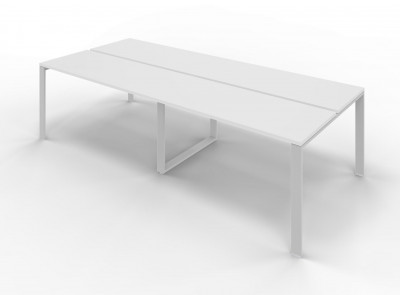 Rectangular meeting table U legs with opposing tops. Sizes: mm 2800x1240x745h.
