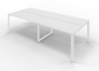 Rectangular meeting table U legs with opposing tops. Sizes: mm 2800Lx1240Dx745H.