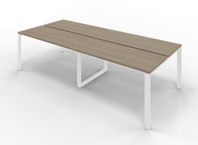 Rectangular meeting table U legs with opposing tops. Sizes: mm 3200x1640x745h.