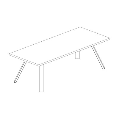 Rectangular meeting table with K legs. Eucalyptus/black. Sizes: mm 2100Lx1000Dx760H.