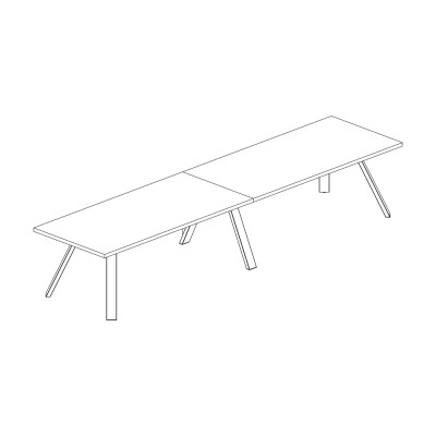 Rectangular meeting table with K legs. Eucalyptus/black. Sizes: mm 4200Lx1000Dx760H.