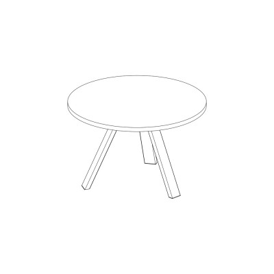 Round meeting table with K legs. Eucalyptus/black. Sizes: diameter mm. 1200Lx760H.