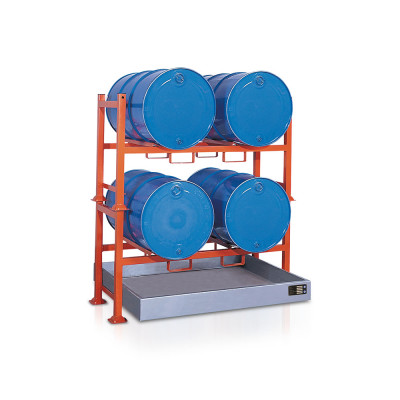 Frame for 2 stackable drums mm. 1500Lx700Dx850H. Orange.