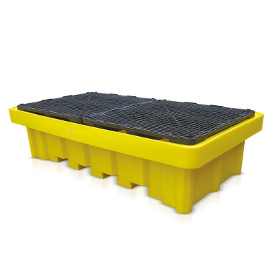 Vasca in polietilene per 2 cisternette. Giallo